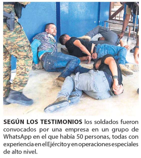 Por grupo de WhatsApp contrataron a los 20 mercenarios colombianos